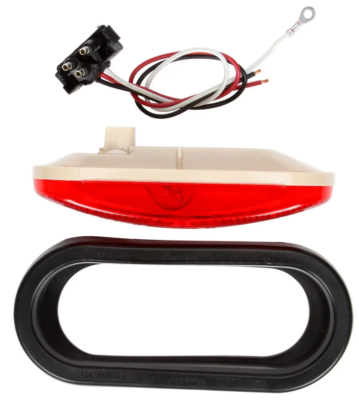 60 Economy Red Incandescent 6" Oval Stop/Turn/Tail Light, Grommet Kit | Truck-Lite 60083R 1