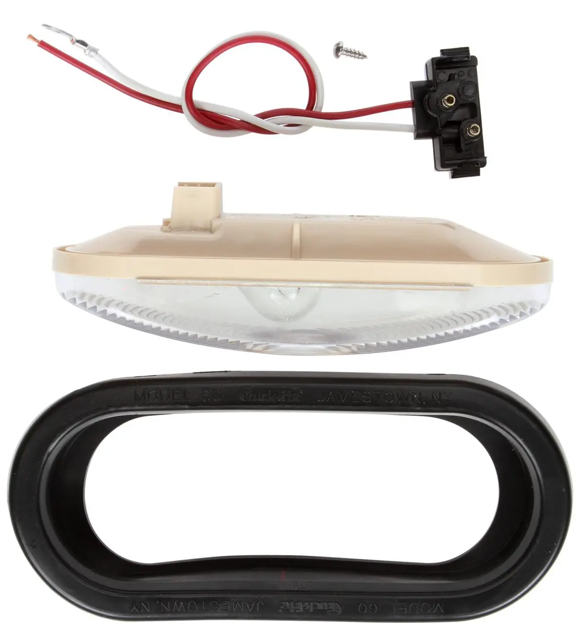60 Series Clear Incandescent 6" Oval Back-Up Light, Black Grommet Mount | Truck-Lite 60092C 1