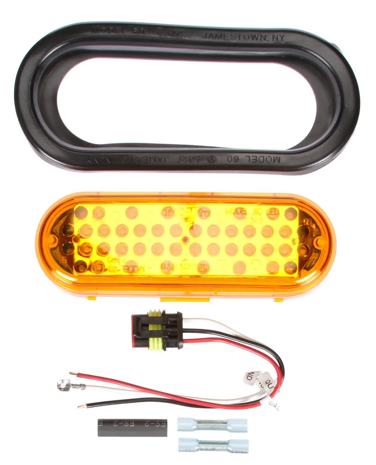Super 60 Yellow Led 2"X6" Strobe Lamp, Fit 'N Forget S.S. & Grommet Kit | Truck-Lite 60120Y 1