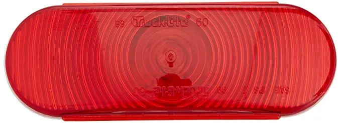 Super 60 Incandescent Red 2" X 6" Oval Stop/Turn/Tail Light, Pl-3 Connection & Grommet Mount | Truck-Lite 60202R3 1