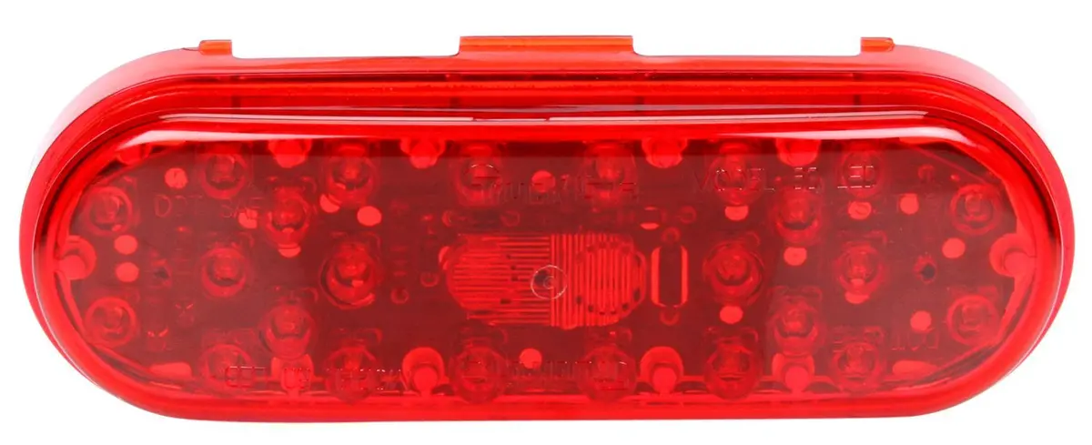 60 Series Red Led 2"X6" Oval Stop/Turn/Tail Light, Fit 'N Forget S.S. & Grommet Mount | Truck-Lite 60253R 1