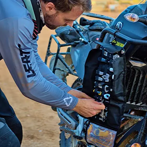 Heavy Duty Motorcycle Tool Roll Bag - Tools Not Included - Empty Small Tool Bag And Roll Up Wrench Organizer Tool Pouch With Elastic Loops, Pocket Molle Webbing To Wrap Tool Kit For Mc Bike Atv Utv 2