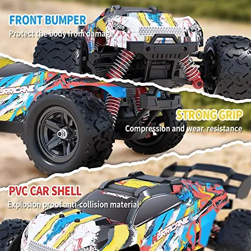 Phoupho Remote Control Car 1:18 Scale 45Km/H 4Wd Rc Car, Waterproof Drift Off-Road New Hp Brush Motor With Two Rechargeable Batteries, Hobbyist Grade For Adults, Toy Gift For Boys Girls And Adults 2