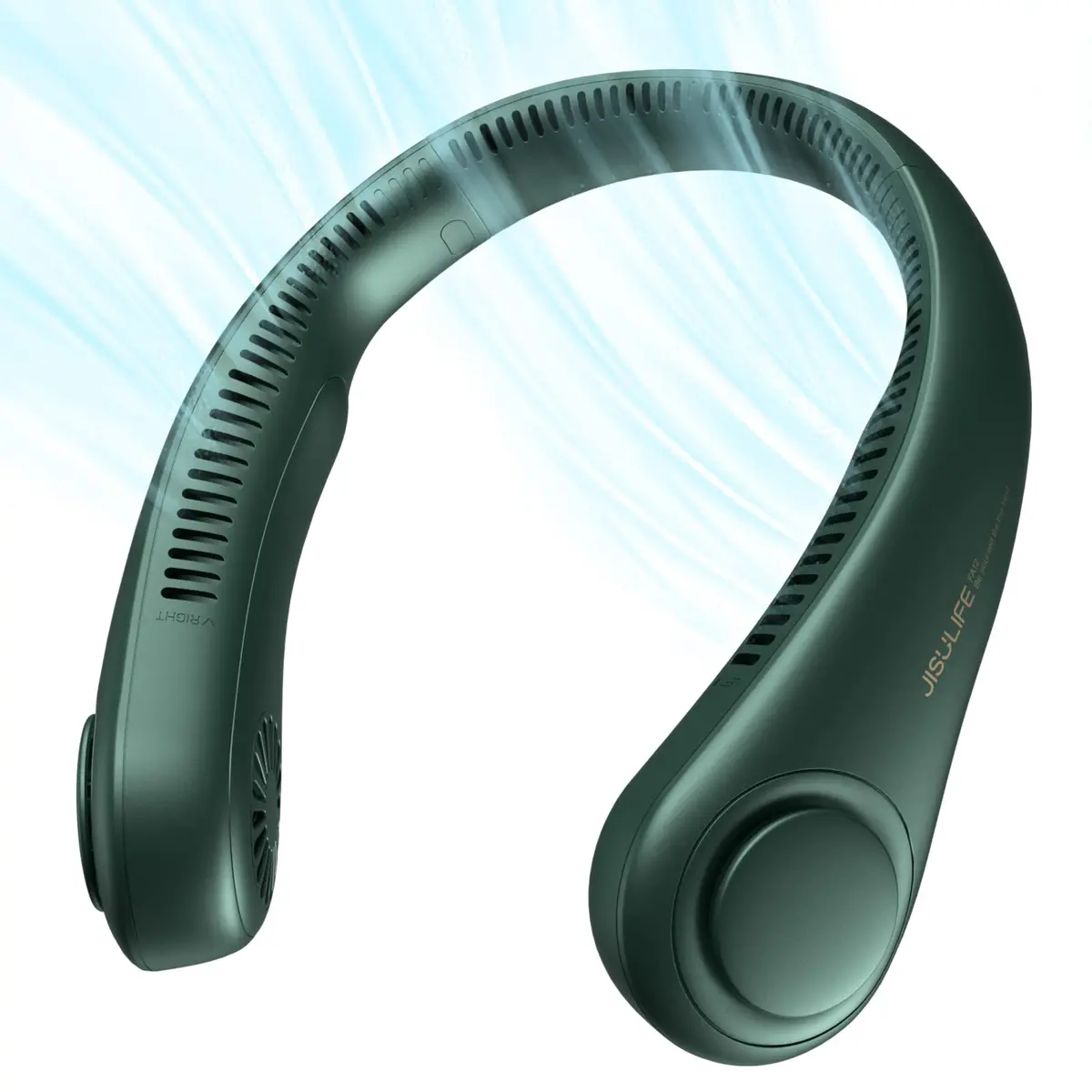 Jisulife Portable Neck Fan, Hands Free Bladeless Fan, 4000 Mah Battery Operated Wearable Personal Fan, Leafless, Rechargeable, Headphone Design,3 Speeds Gifts For Women Men-Dark Green 1