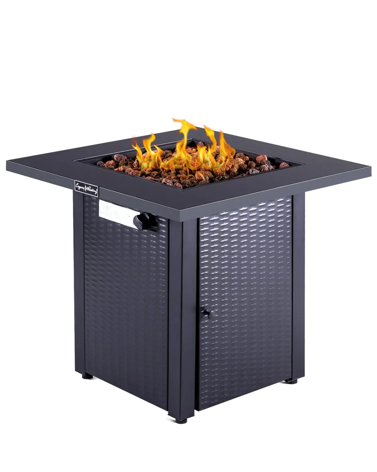 Legacy Heating 28In Propane Fire Pit Table, 50,000Btu Outdoor Gas Fire Pit, 2 In 1 Firepit Table W/Lid, Lava Rock, Etl Certified Steel Fire Table Add Warmth To Parties On Backyard, Black 1