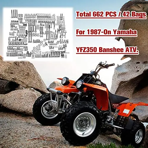 Ptnhz 304 Stainless Steel 662 Piece Polished Bolt Screw Kit Fastener Nut Gasket Washer Set Compatible For Yamaha Yfz350 Yfz 350 Banshee Atv 2