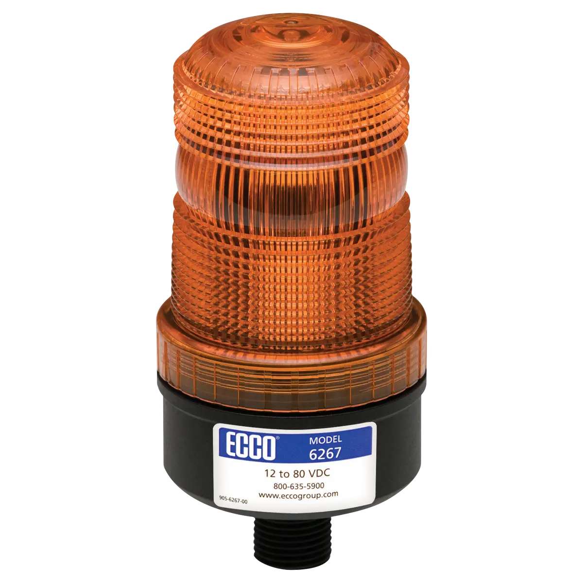 Industrial Led Amber Beacon Strobe Warning Light, 1/2 Pipe Mount | Ecco 6267A 1