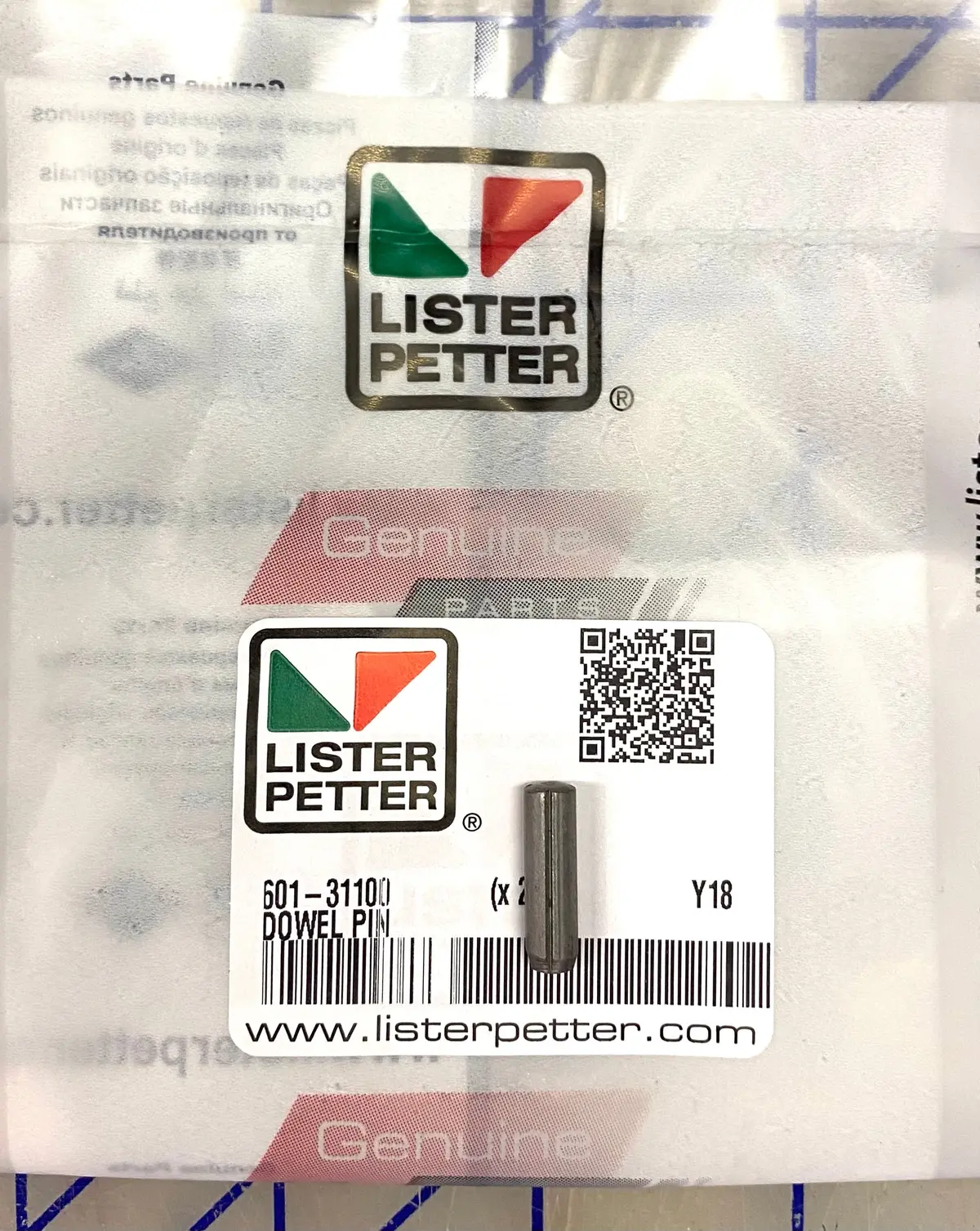 601-3110 Pin, Dowel, Commonly Used Through Out The Lister Petter Line Of Engines. Lt, Lv, Ts, Tr, Tx 1
