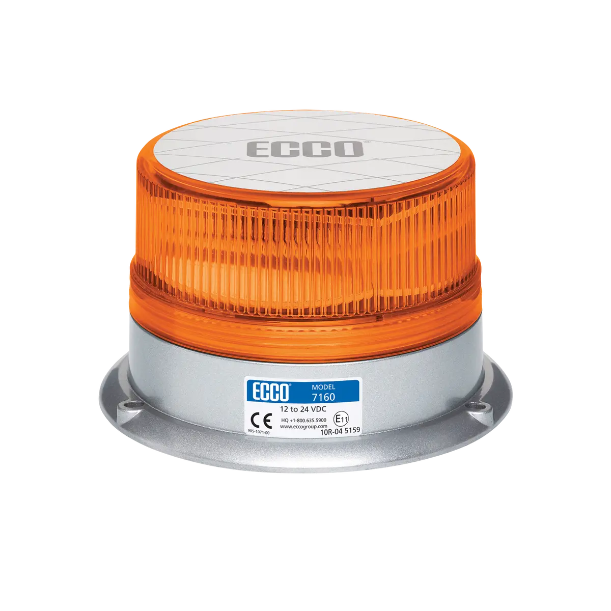 Low Profile Amber Beacon Strobe Warning Light, Colored Lens & 3 Bolt Mount | Ecco 7160A 1