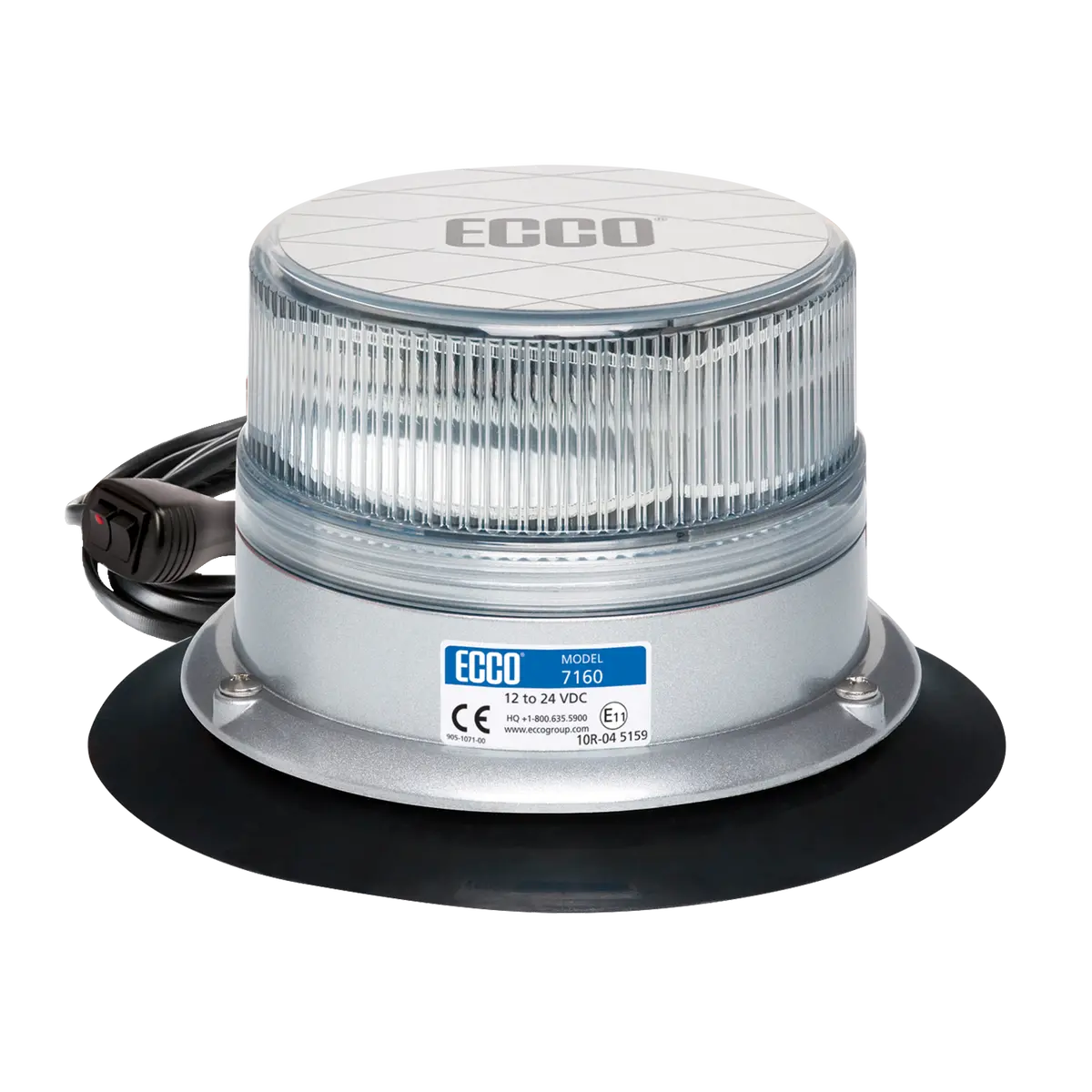 Low Profile Amber Beacon Strobe Warning Light, Clear Lens & 3 Bolt Mount | Ecco 7160Ca 1