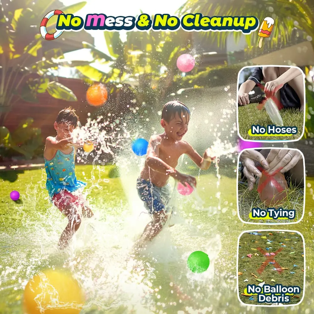 Soppycid 12Pcs Reusable Water Balloons, Pool Beach Water Toys For Boys And Girls, Outdoor Summer Toys For Kids Ages 3-12, Magnetic Water Ball For Outdoor Activities 2