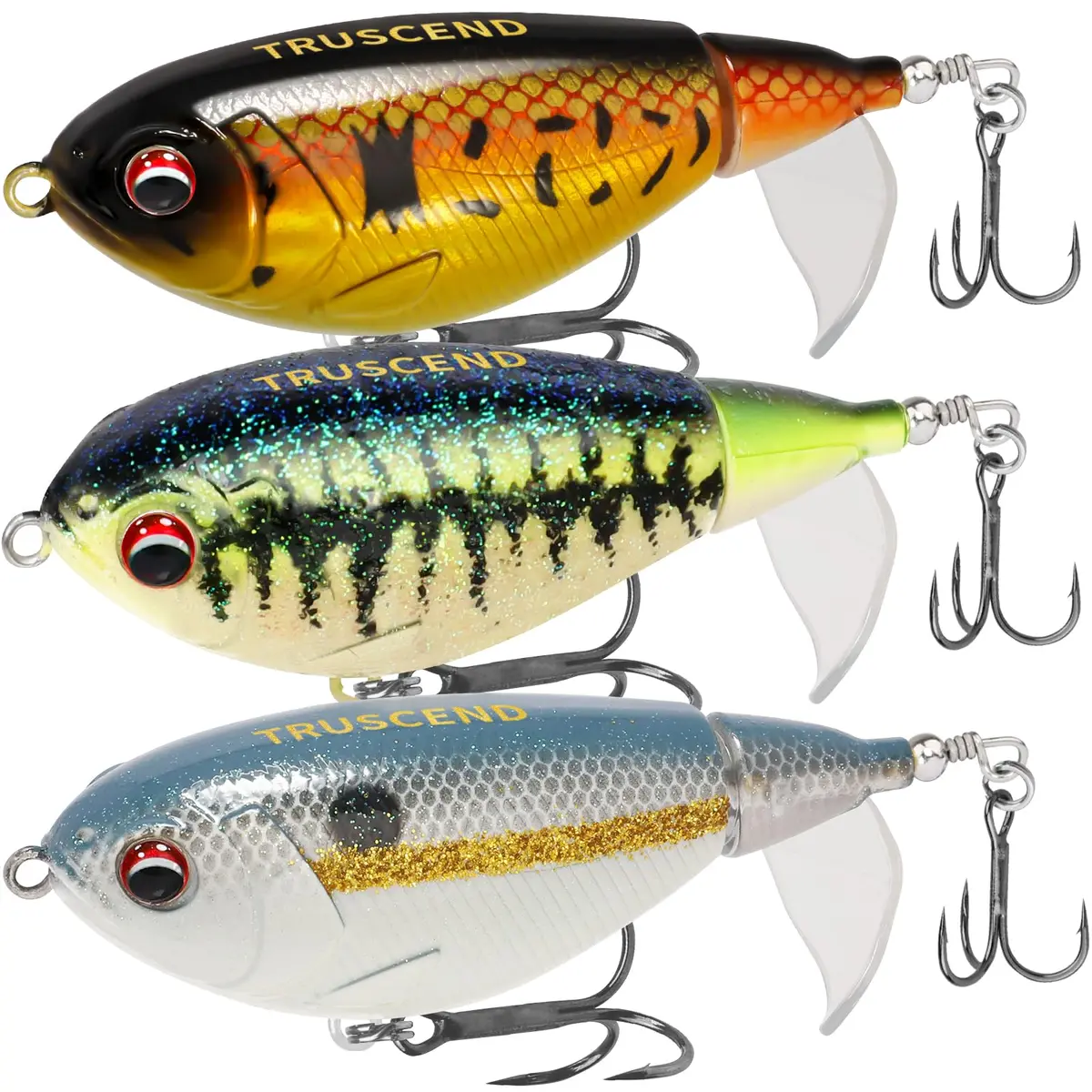 Truscend Fishing Lures For Bass Trout Double Floating Rotating Tail Topwater Whopper Swimbaits Bass Lures Freshwater Saltwater Bass Fishing Plopper Lures Kit Lifelike Fishing Gifts For Men 1