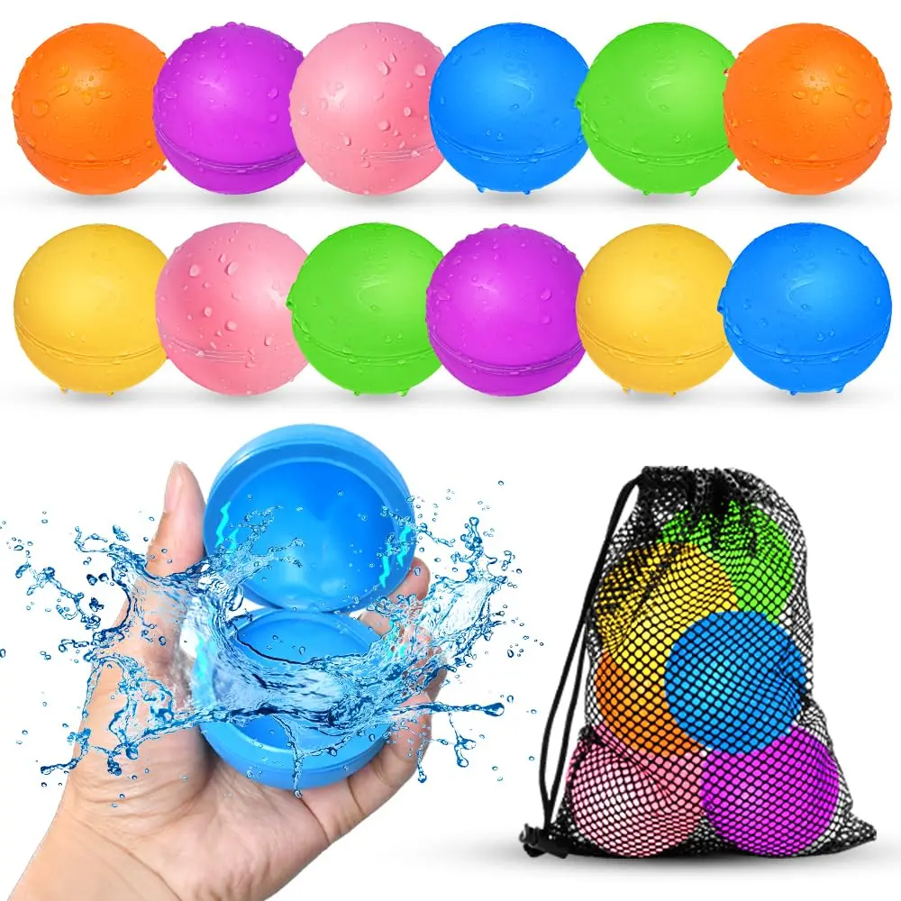 Soppycid 12Pcs Reusable Water Balloons, Pool Beach Water Toys For Boys And Girls, Outdoor Summer Toys For Kids Ages 3-12, Magnetic Water Ball For Outdoor Activities 1