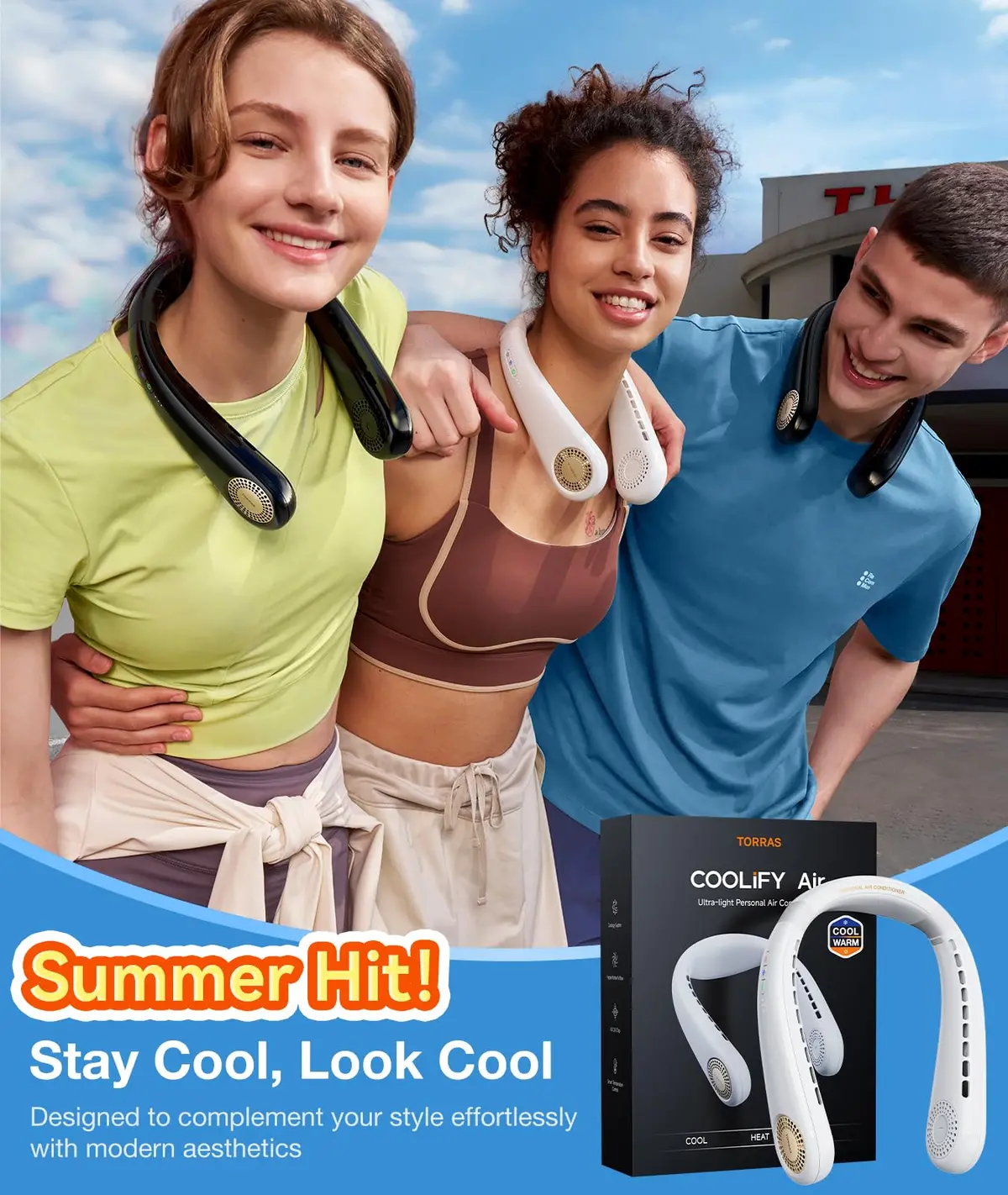 Torras [Coolify Air・2024 Upgrade Neck Air Conditioner, Ultra-Light Portable Neck Fan Rechargeable, Personal Cooling Device Neck Fans That Blow Cold Air With 3 Modes Fan/Cooler/Heat, Black 2
