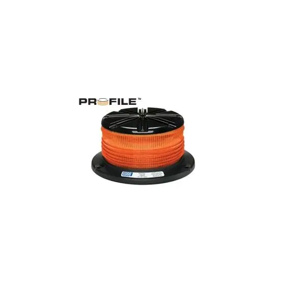 High Intensity Compact 3-Bolt Profile Amber Beacon Strobe Warning Light, Pulse 8 Flash | Ecco 7460A 1