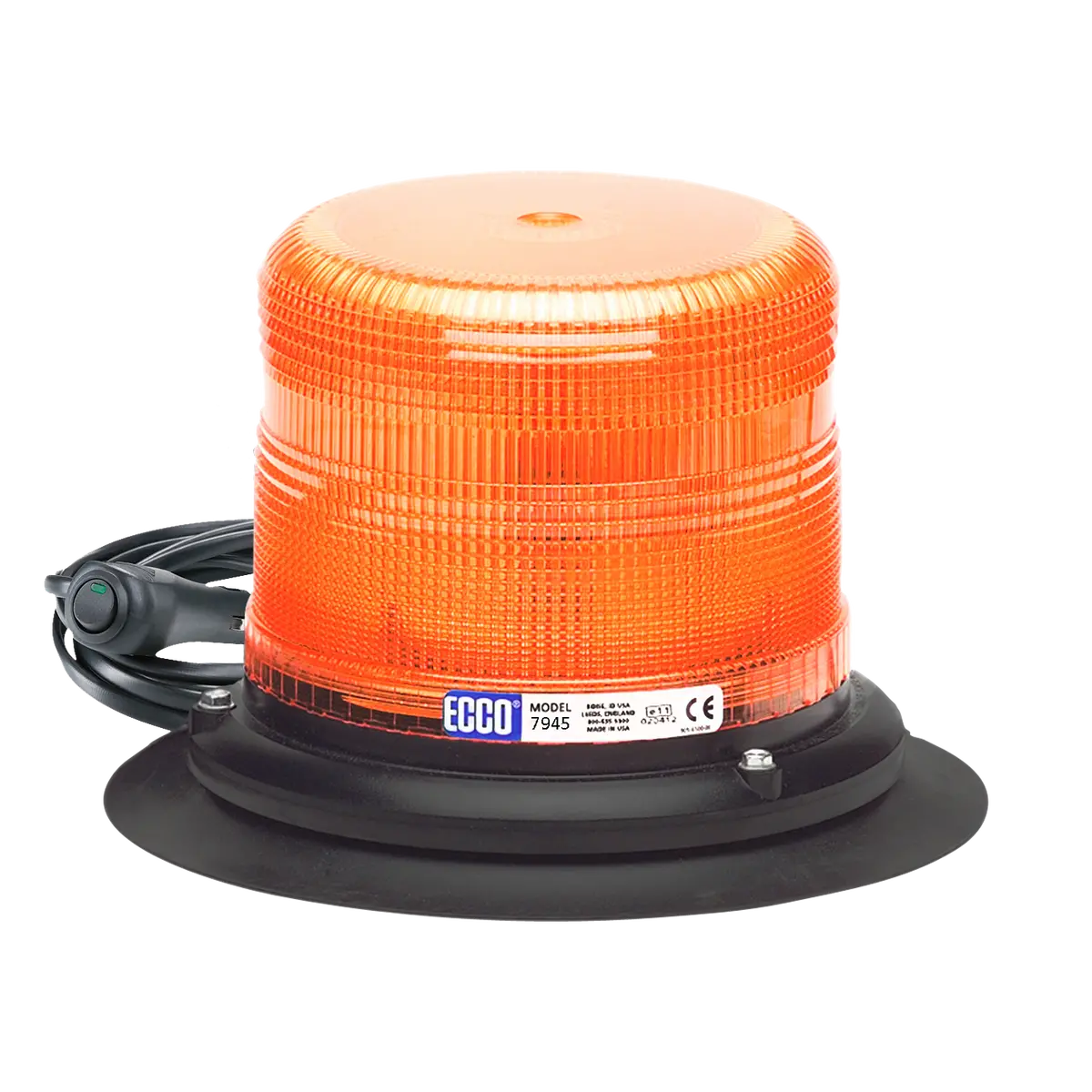 5" Amber Beacon Strobe Warning Light Vacuum, 11 Flash Patterns | Ecco 7945A-Vm 1