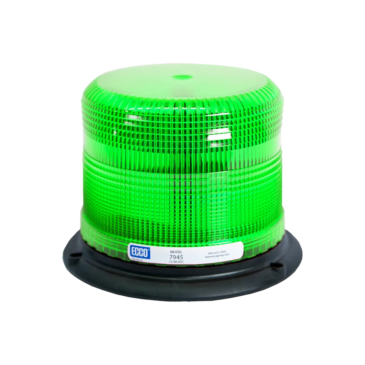 5" Green Beacon Strobe Warning Light 3 Bolt Mount, 11 Flash Patterns | Ecco 7945G 1