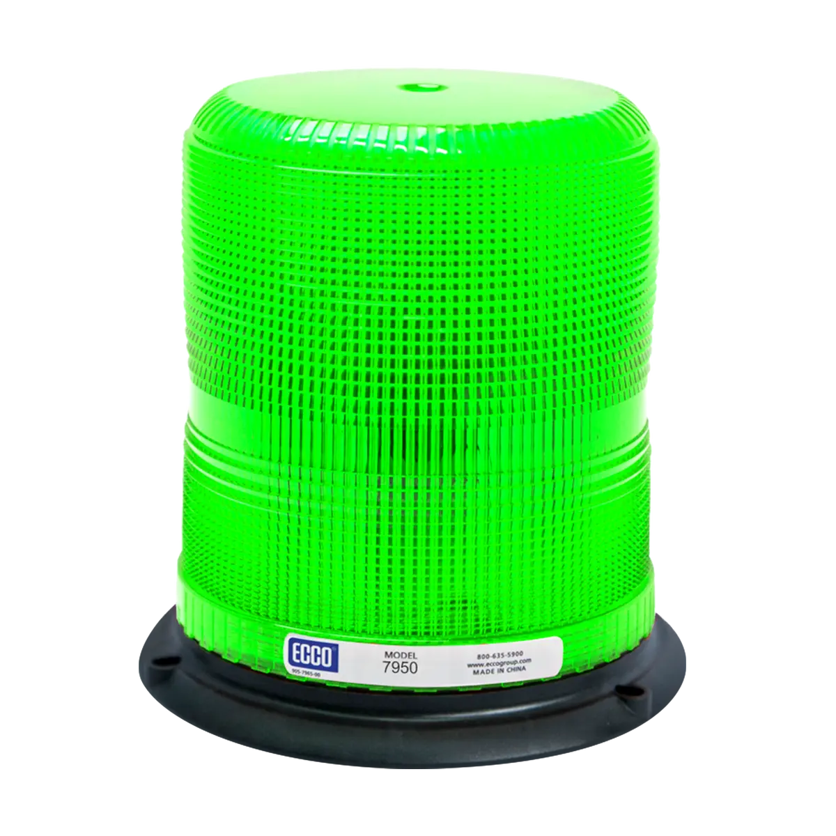 7" Green Beacon Strobe Warning Light 3 Bolt Mount, 11 Flash Patterns | Ecco 7950G 1