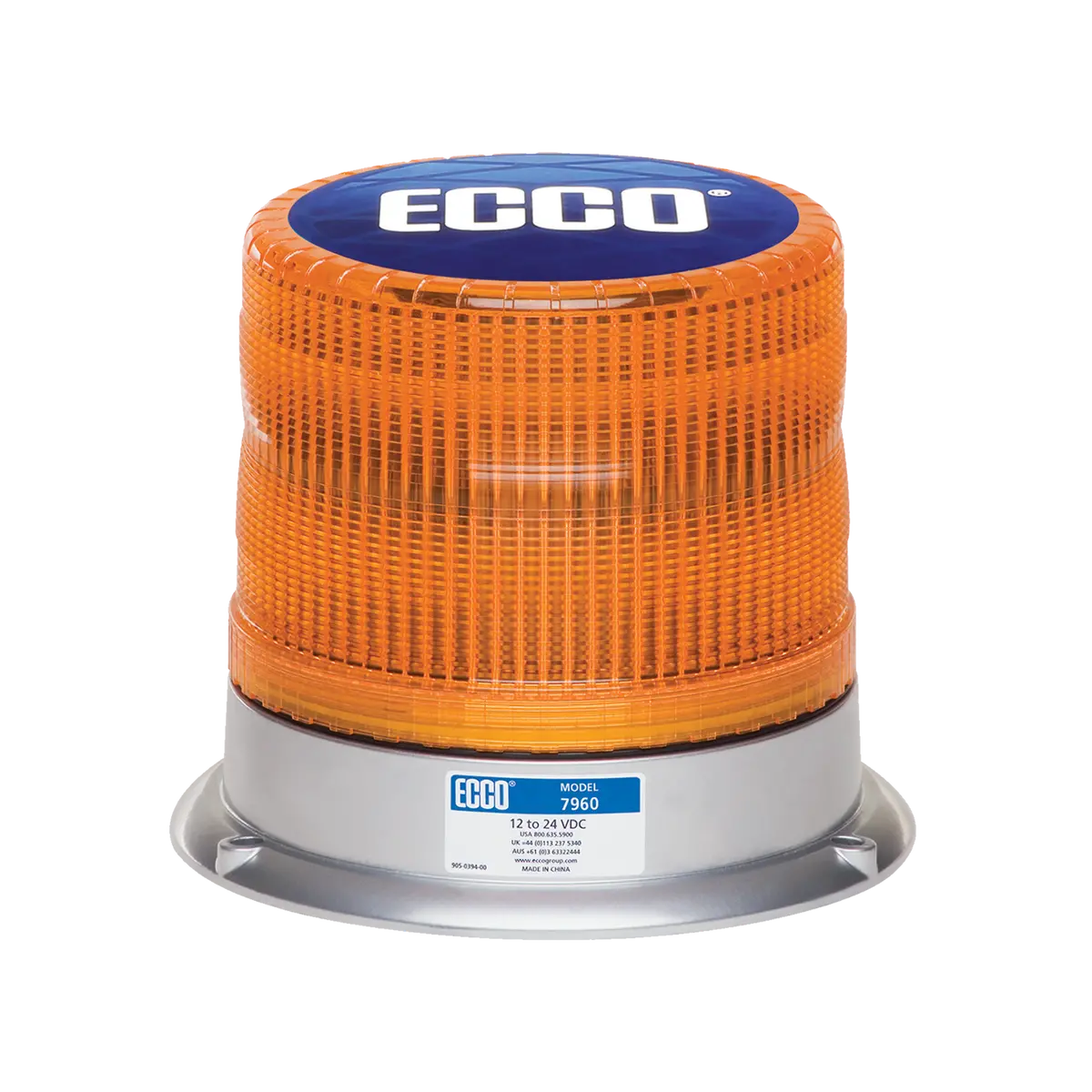 Hi/Lo Intensity Control Amber Beacon Strobe Warning Light 3 Bolt Mount, 11 Flash Patterns | Ecco 7960A 1