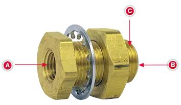 Female To Female 1.5" Steel Terminal Bolt Frame Fitting (Pack Of 5) | Tectran 114-88 1