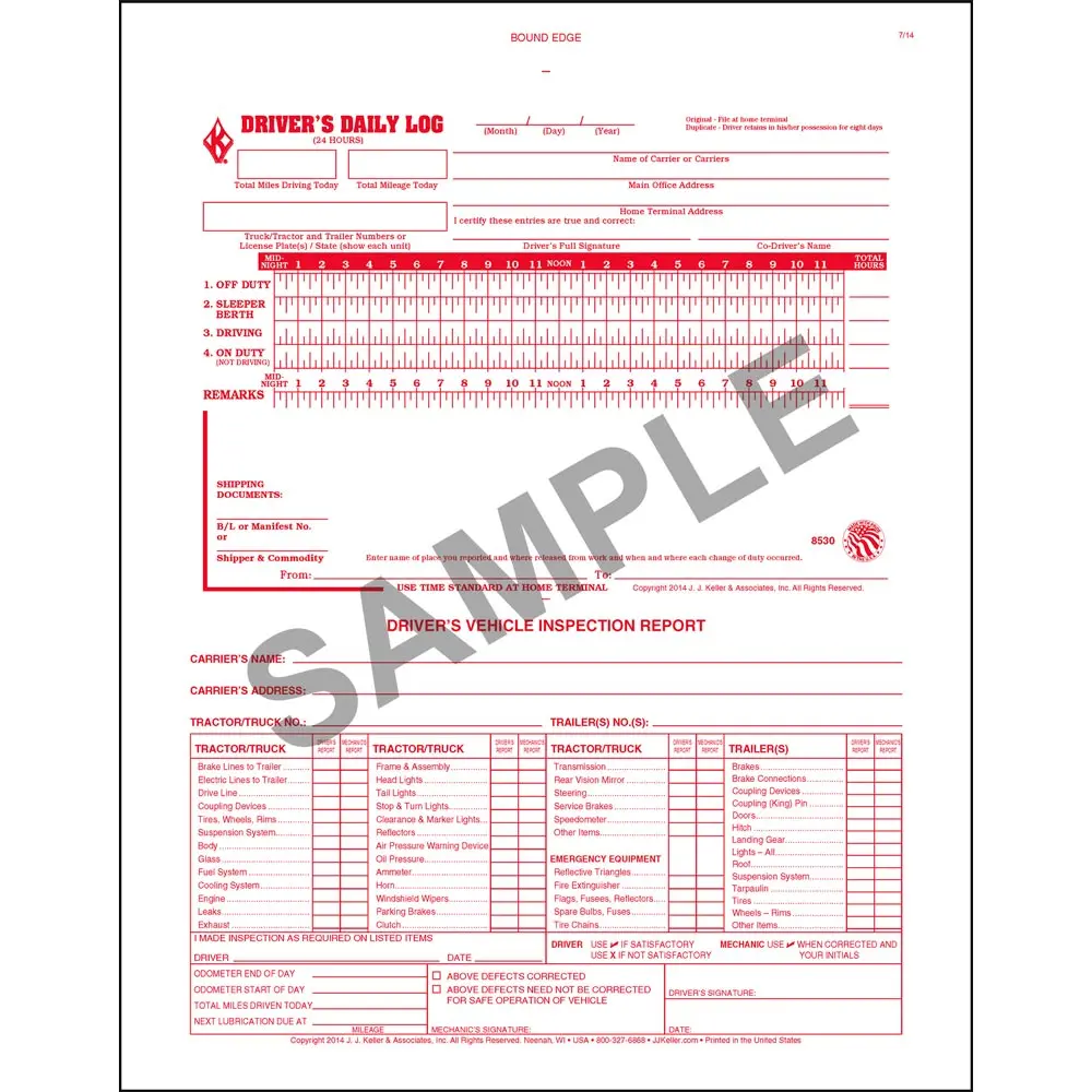 2-In-1 Driver's Daily Log Book | 8530 Jj Keller 1