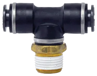 3/8" Tube To 1/2" Pipe Swivel Male Branch Tee D.O.T. Composite Push Lock Fitting | Ql1372-6D Tectran 1
