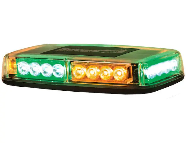 11" Rectangular Multi-Mount Amber/Green Led Mini Light Bar For Snow Plow Truck, Work Truck, Trailers | 8891049 Buyers Products 1