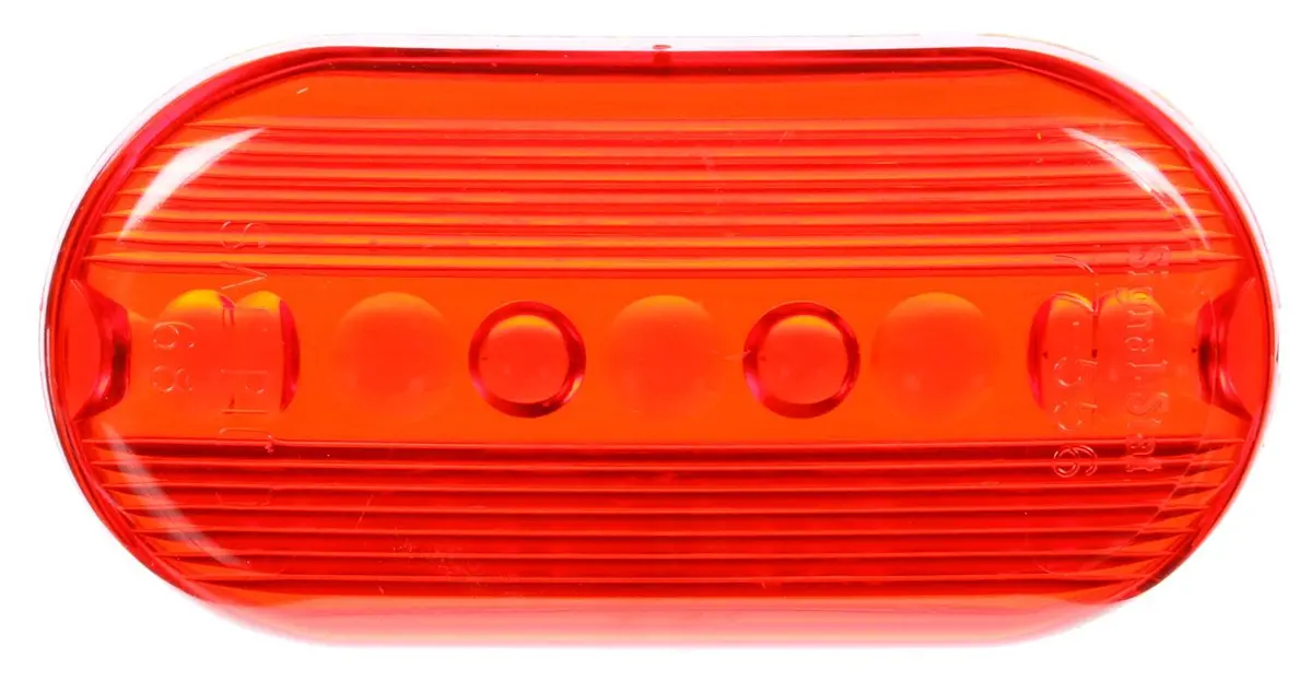 Signal-Stat Red 2"X4" Oval Acrylic Marker Clearance Replacement Lens, Snap-Fit Mount | Truck-Lite 9093 1