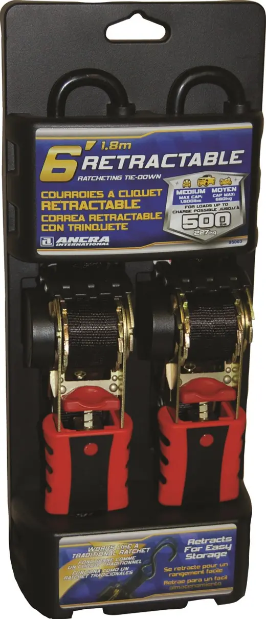 1' X 6" Retractable Ratcheting Tie Down (2 Pack) | 95003 Ancra Cargo 1