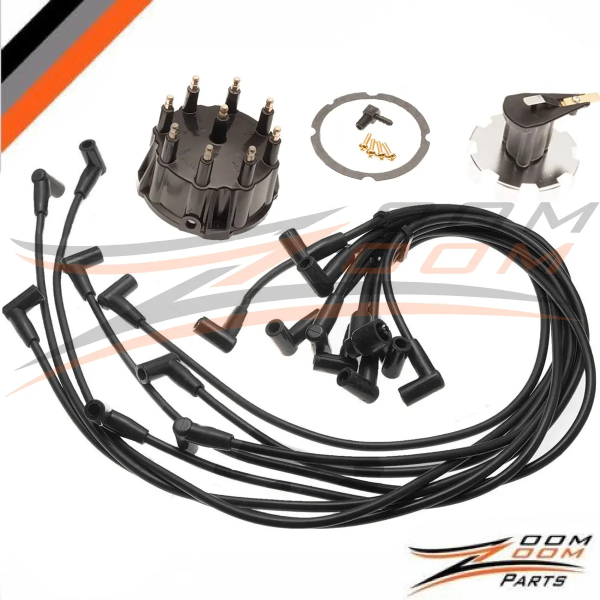 Distributor Cap Rotor Spark Plug Wire Set For Mercruiser V8 5.0, 5.7, 6.2, 7.4, 8.2 Thunderbolt Ignition 1
