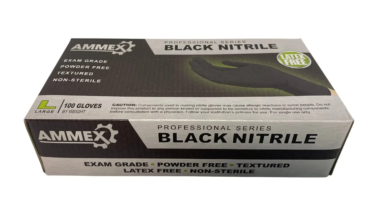 Professional Grade Disposable Black Nitrile Gloves | Abnpf46100 Ammex 1