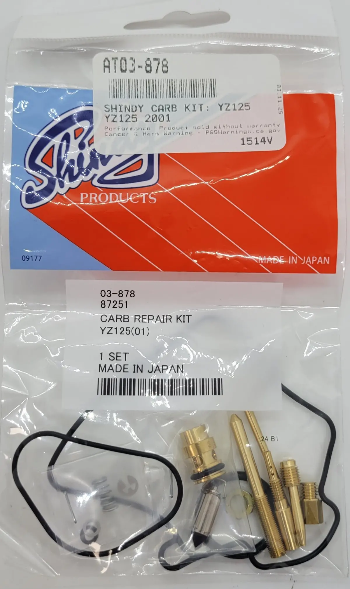 Shindy Carburetor Rebuild Kit 03-878 2001 Yamaha Yz125 1