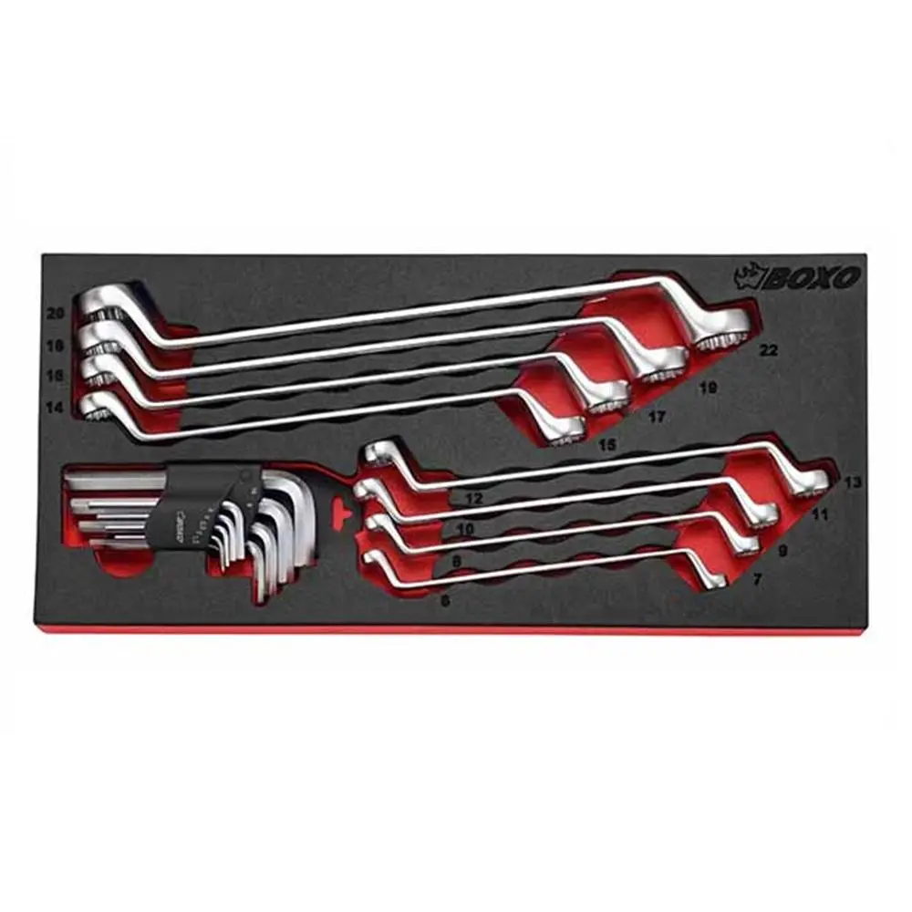 17 Pcs - Metric Double Ring Wrench 75° Offset Set & Hex Key Wrench Set, 1/3 System Insert 1