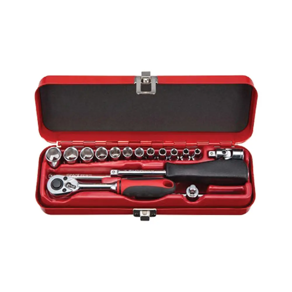 17Pcs 1/4" Dr. 6Pt Socket Set W/ Mirror Finish 1