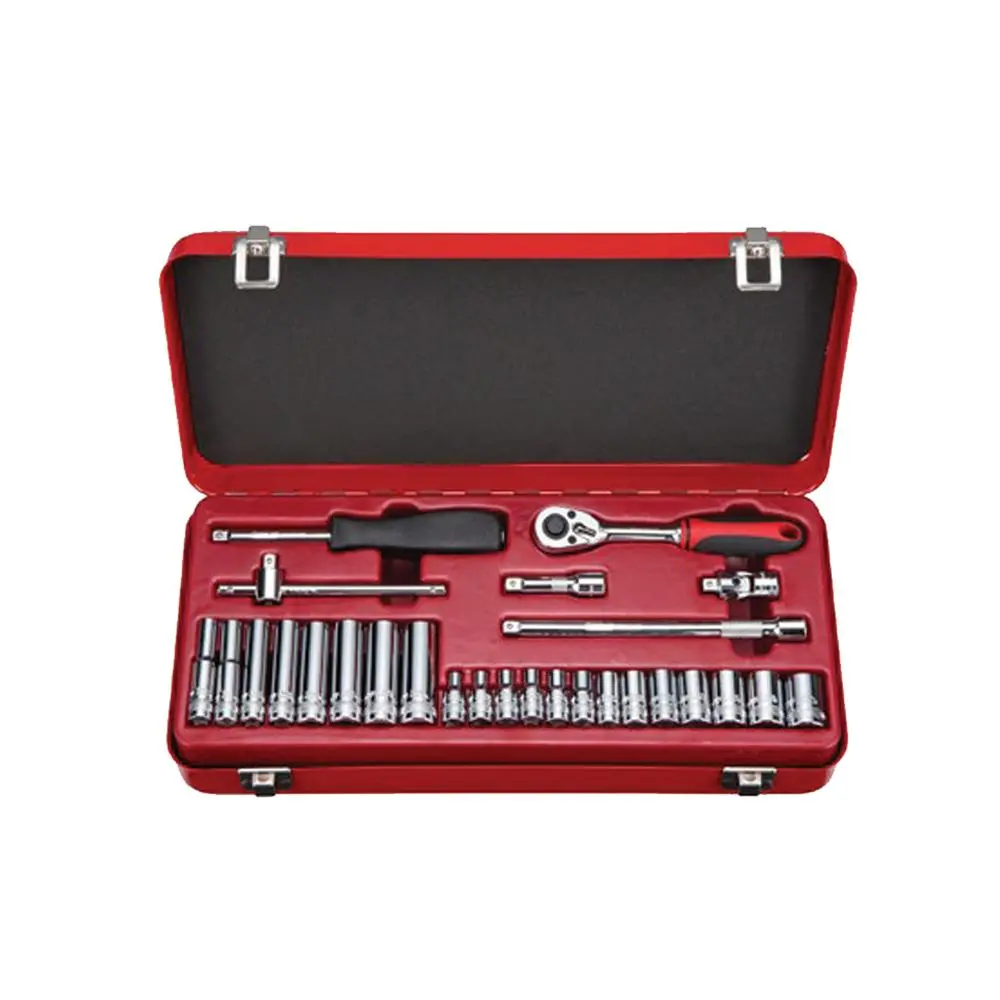 27Pcs 1/4" Dr. 6Pt Socket Set W/ Mirror Finish 1