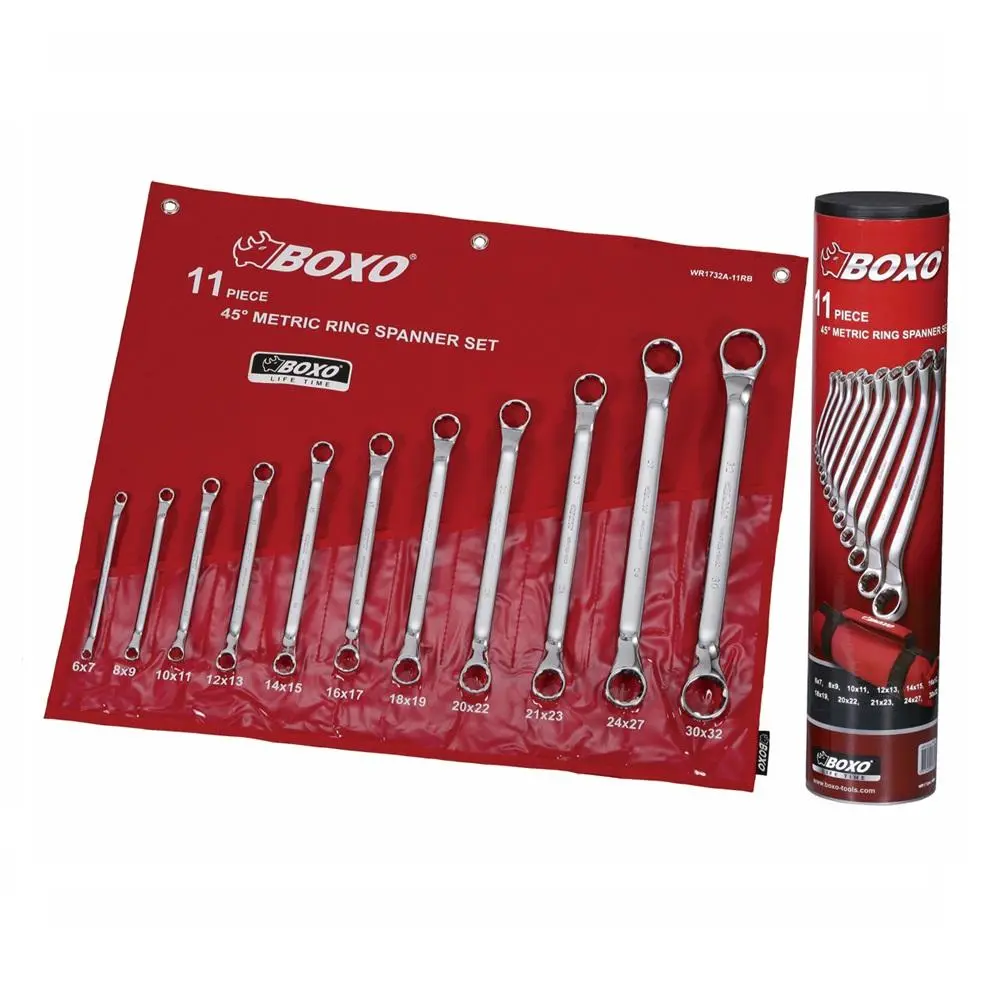 11 Pcs Metric 45° Offset Double Ring Wrench Set 1