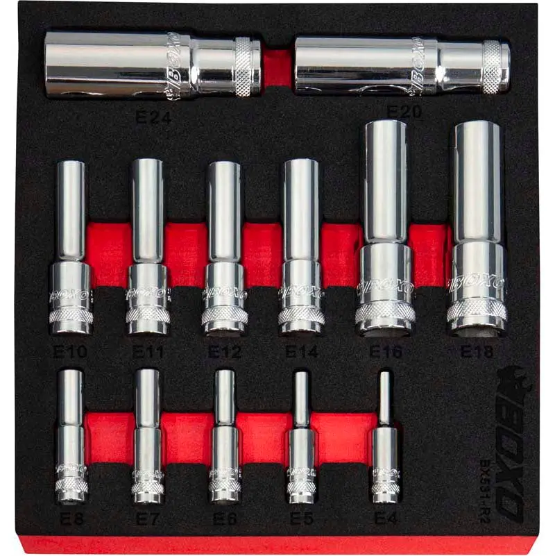 13 Pcs - 1/4", 3/8" & 1/2" Deep E-Torx Socket Set 1