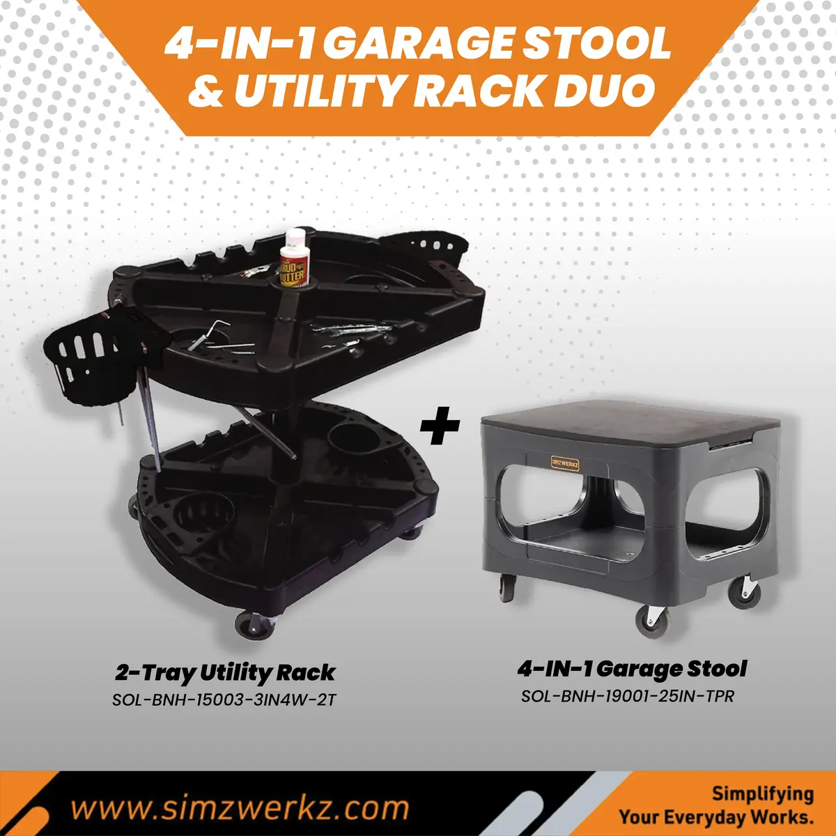 4-In-1 Garage Stool & Utility Rack Duo 1