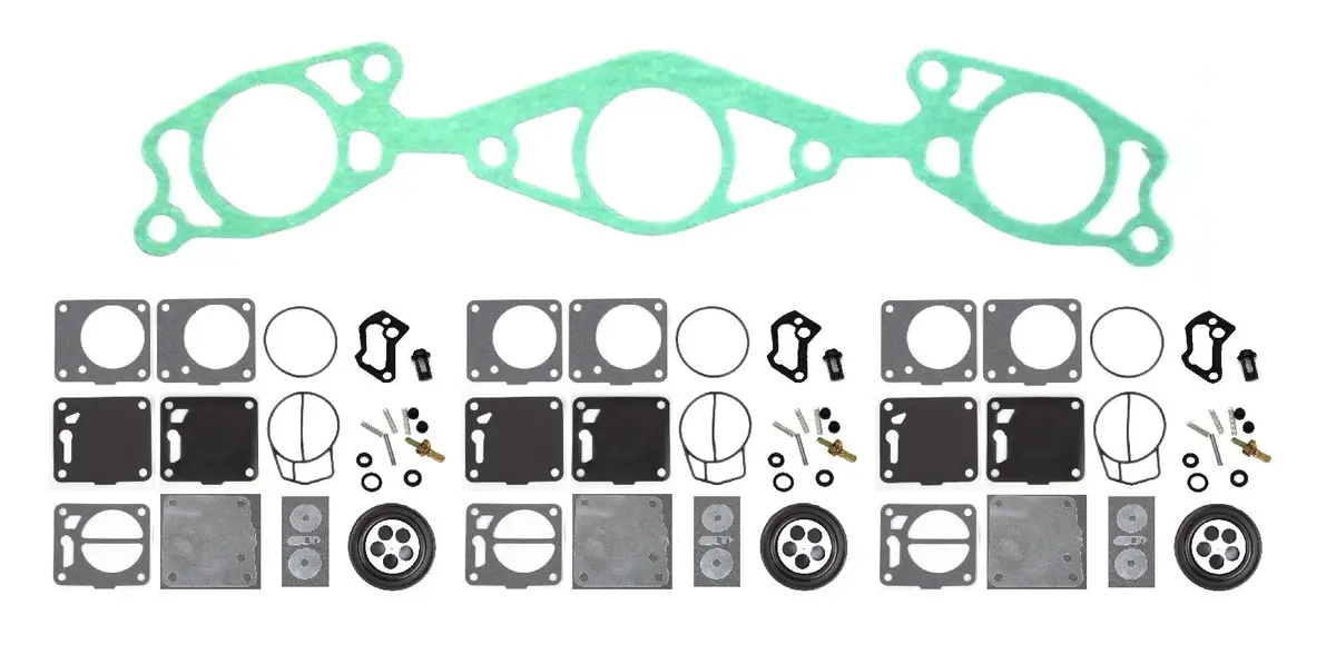 Yamaha Mikuni Triple Carb Carburetor Rebuild Kit With Intake Base Gasket 63M-13556-00-00 Wave Raider Wave Venture 1100 15-001 1