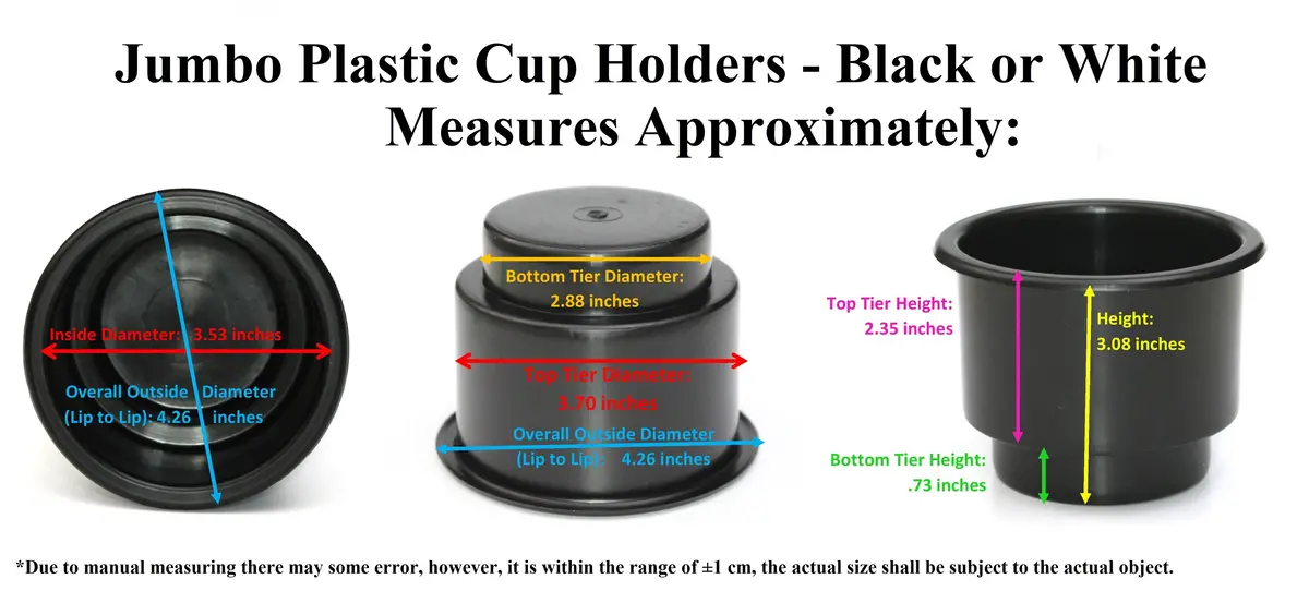 3 5/8 Black Jumbo Cup Boat Rv Car Truck Pool Table Sofa Inserts Large Size 4