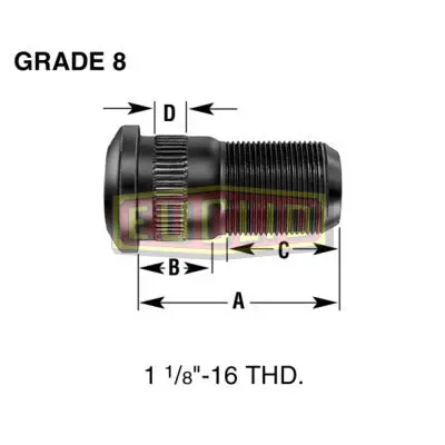 1.38" Rh Front Wheel Disc Wheel Headed Stud | E5750r Euclid 1