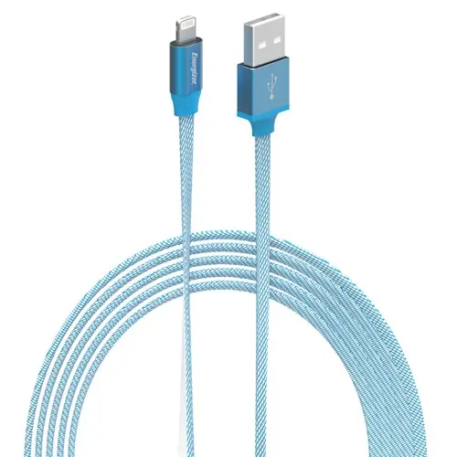 Energizer(R) 6Ft. Lightning(R) Sync & Charge Flat Mesh Cable - Blue | Engsylc04bl Energizer(R) 1