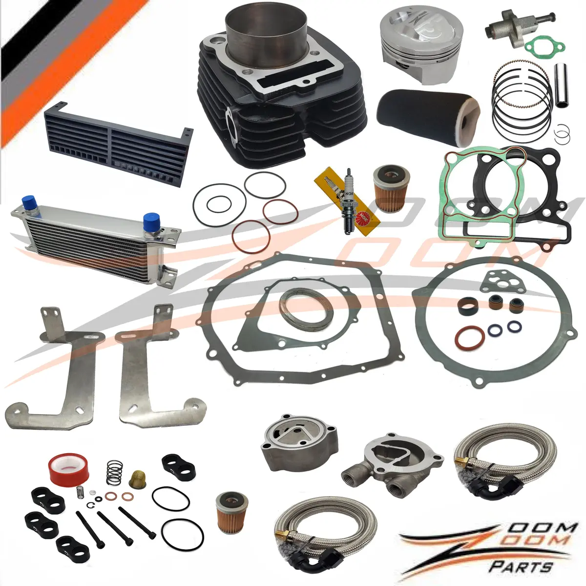 1987 - 2004 Yamaha Warrior 350 Yfm 350 Forged Piston Big Bore Kit 366Cc & Oil Cooler Kit Complete Rebuild Set 1