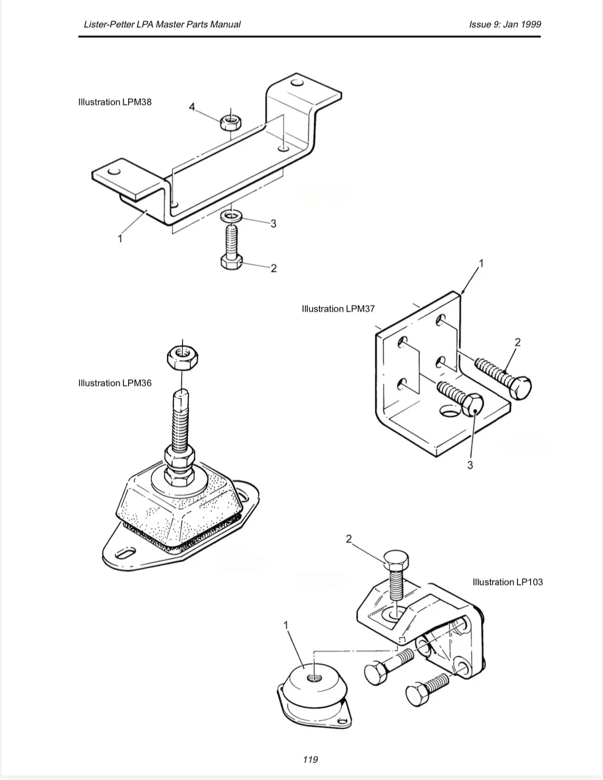 757-14560 Flex Mounting, Used On All Lister Petter Lpw And Lpa Series Engine To Support The Flywheel End Of The Engine. 1