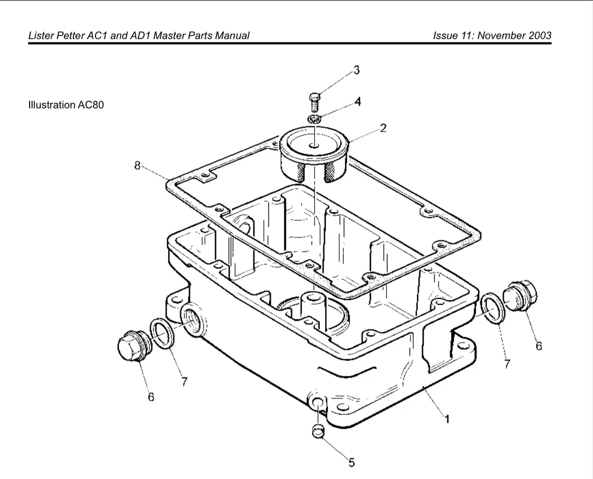 198250 Sump Joint/Gasket Lister Petter Aa1, Ab1, Ac1, Ad1 Series Engines 2