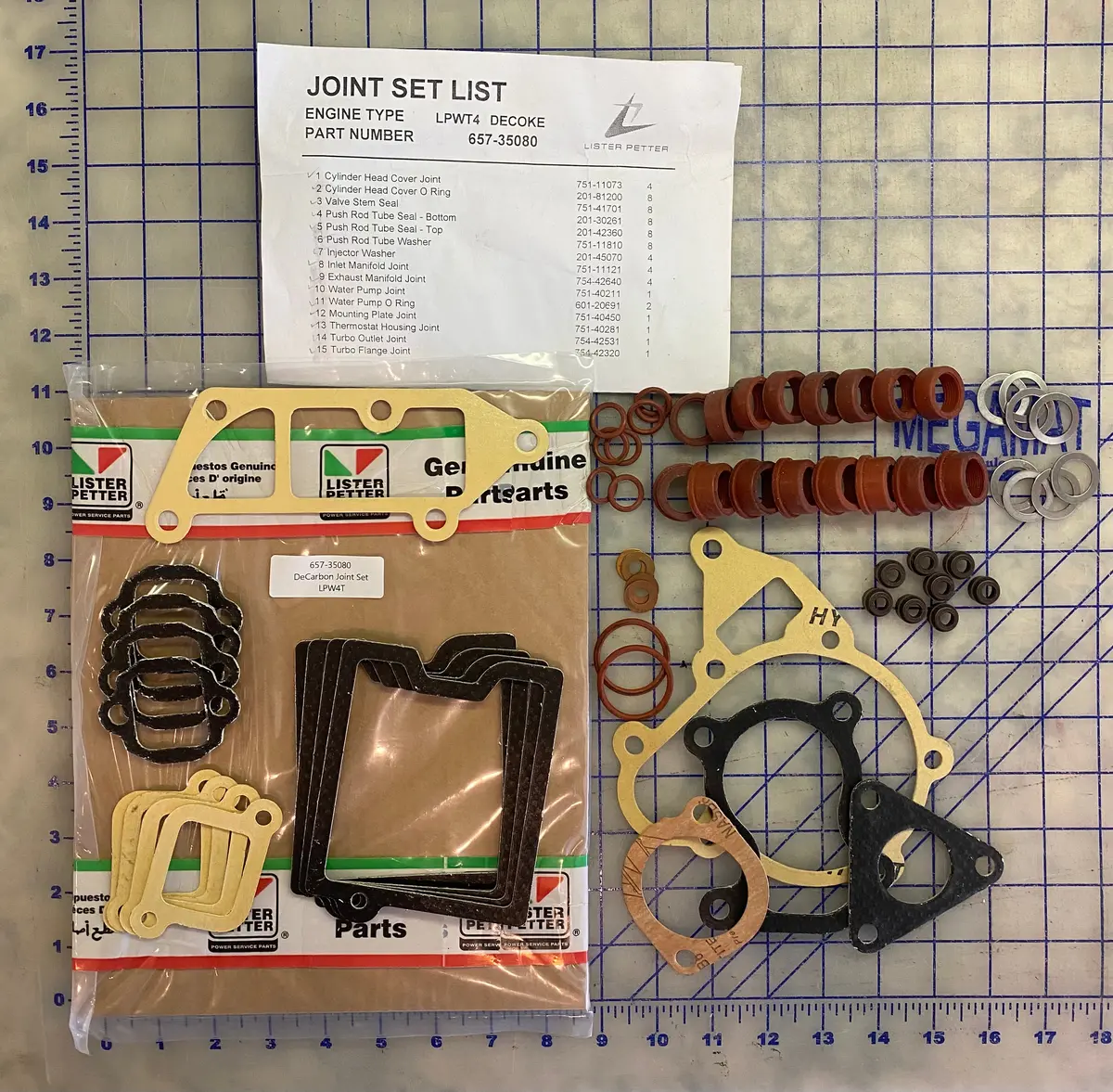 657-35080 Lpwt4  Decarbon/Top End Set. This Gasket Set Is For A Lister Petter Turbo Charged Lpwt4 Engine. 1