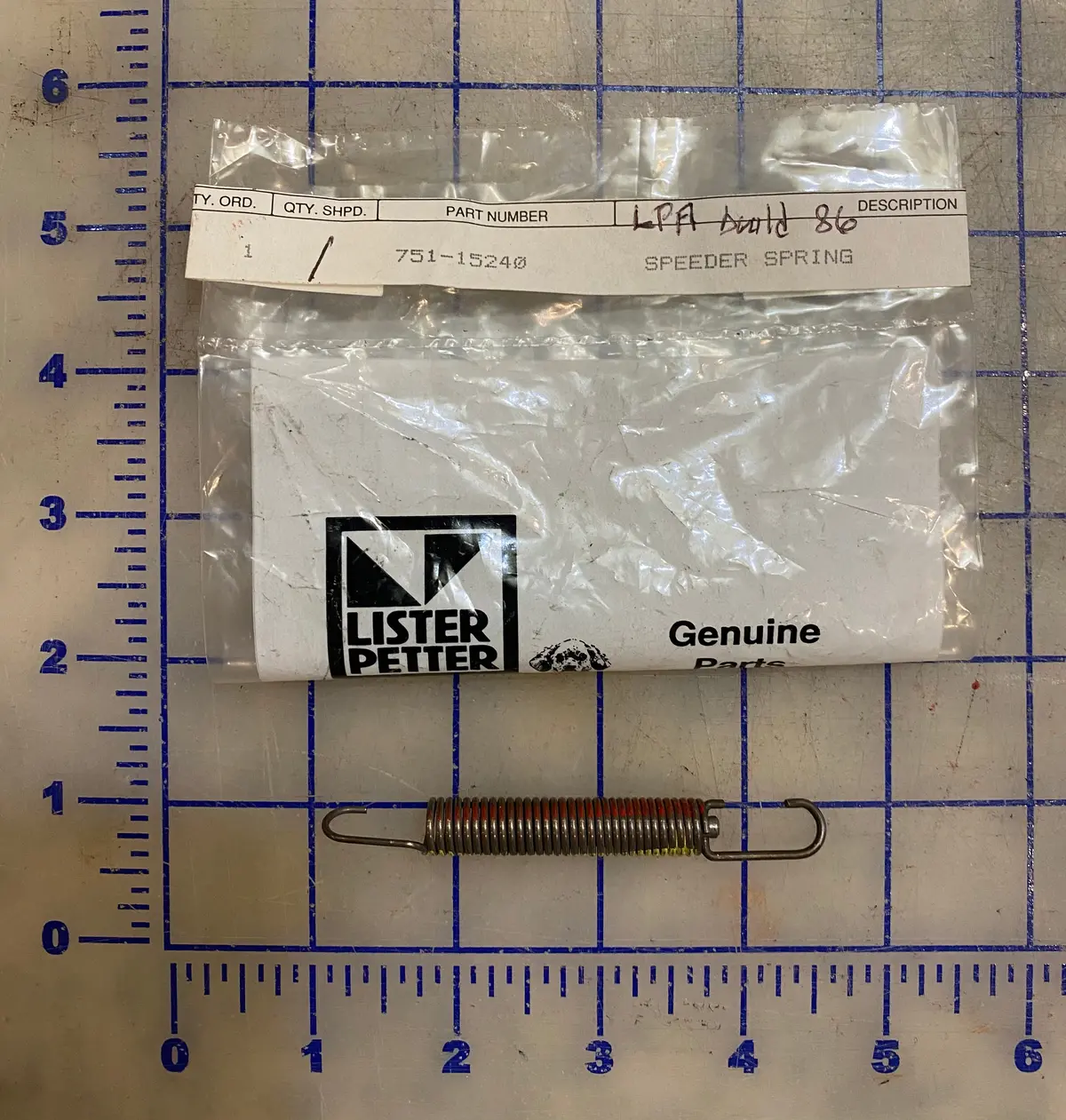 751-15240  Speeder Spring, Used On The Lister Petter Lpa Series Engines. 1