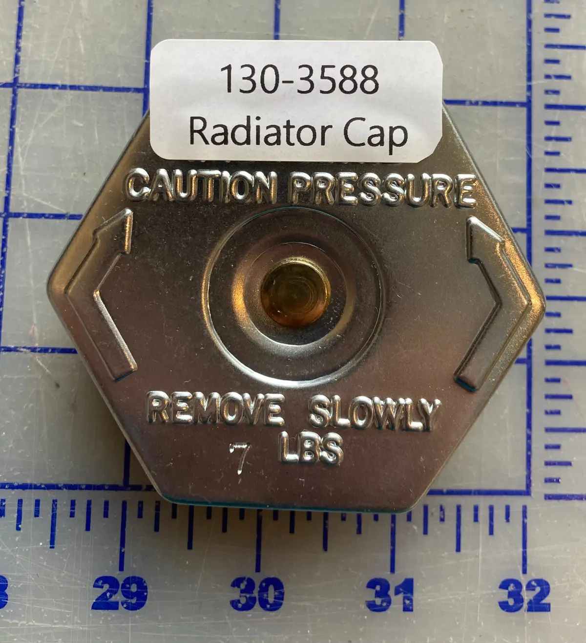 130-3588 Cap, Radiator Cap Used On The Cummins 600Kw Dfgb 60 Hertz Generator. 1