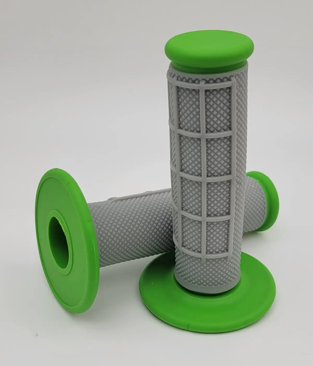 Green & Grey 1/2 Waffle Dual Compound Grips Mx Dirtbike 1
