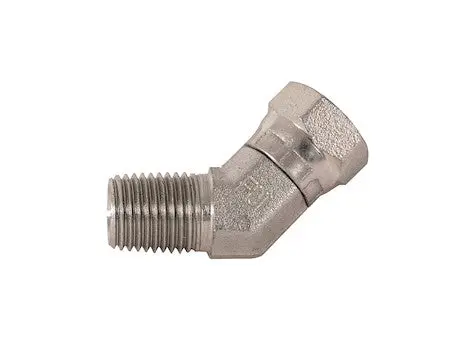 1.25-11.5 Inch Npsm Female Pipe Swivel 1.25-11.5 Inch Male Pipe 45° Elbow | Buyers Products H9355x20x20 1